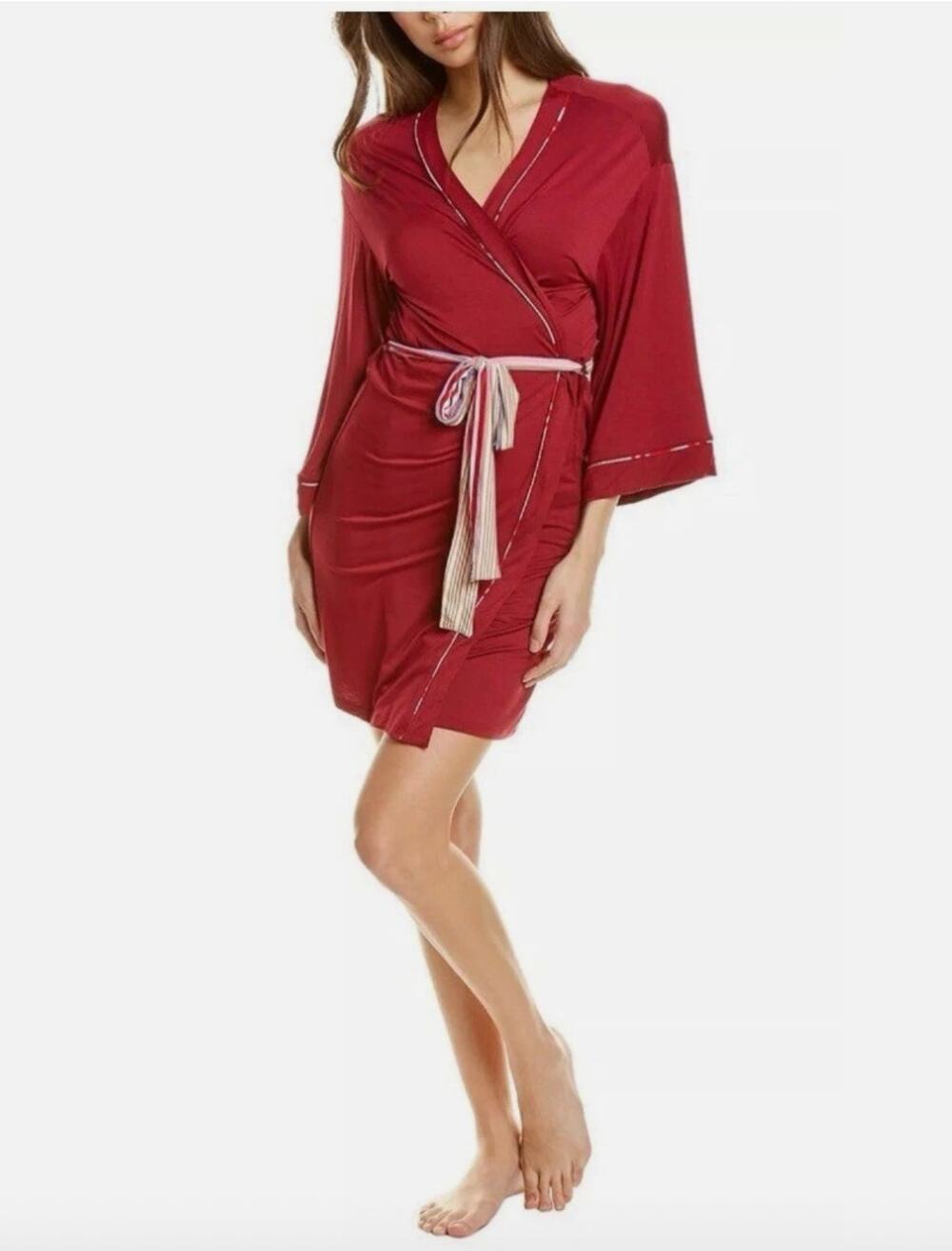 Hale Bob Super Soft Bamboo Kimono Robe Burgundy Large NWT
